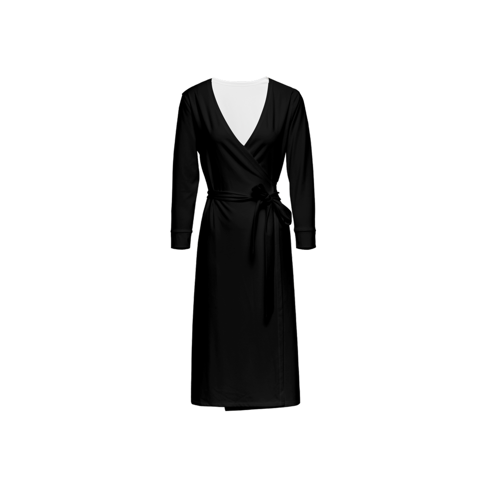 Women's ¾ Sleeve Wrap Dress-Heavy Knit