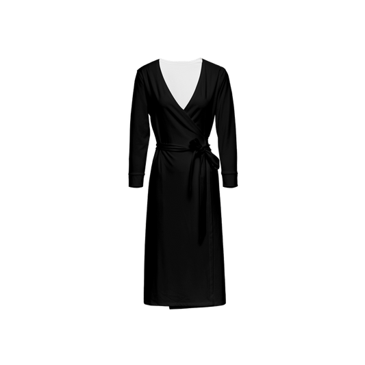 Women's ¾ Sleeve Wrap Dress-Heavy Knit