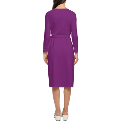 Women's ¾ Sleeve Wrap Dress-Heavy Knit