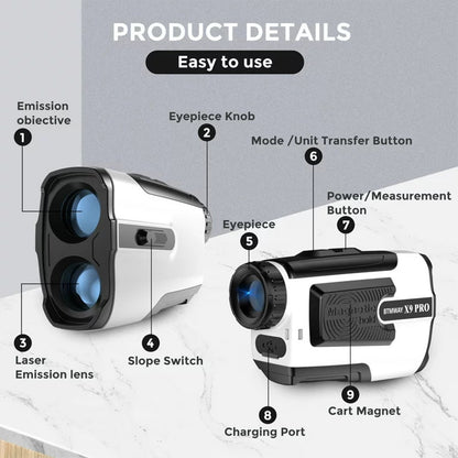 BTMWAY Laser Golf Rangefinder 900 Yards | 7X Magnification with Slope