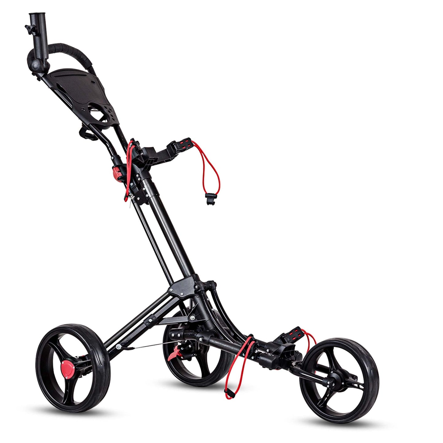 Costway Foldable 3 Wheel Steel Golf Pull Push Cart Trolley Club w/ Umb