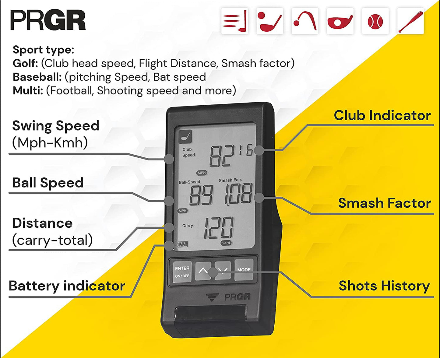 PRGR Black Pocket Golf Launch Monitor HS-130A (2021 Model)